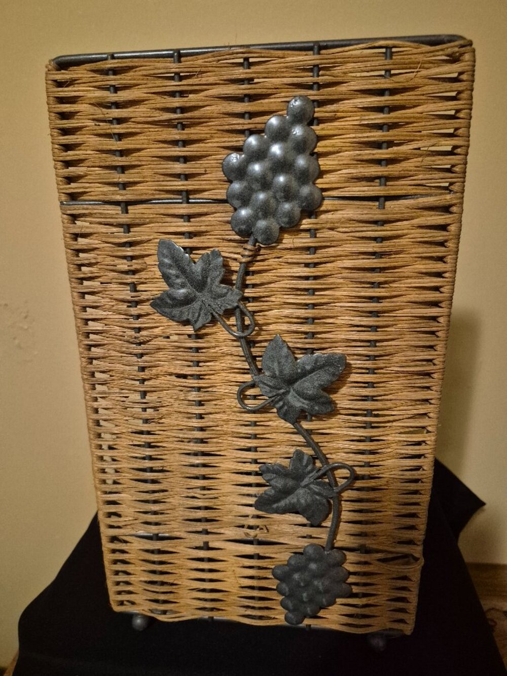 VINTAGE WICKER & METAL WINE RACK (1970's)